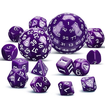 Civaner 15 Pcs Complete Polyhedral Dice Set D3-D100 Spherical RPG Dice Set in Opaque Black, 100 Sides for Role Playing Table Gam