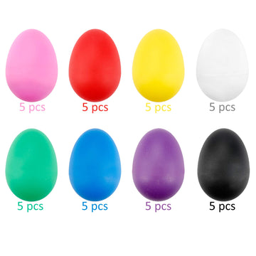 Augshy 40Pcs Plastic Egg Shakers Percussion Musical Maracas Easter Eggs With A Storage Bag For Music Learning Diy Painting(8