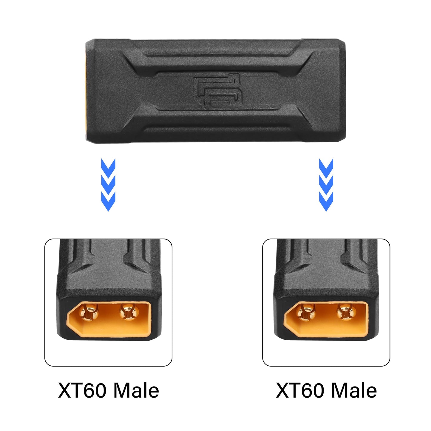 Sinloon 2 Pack Xt60 Male To Male Connector Adapter Xt60 Wireless Adapter For Rc Fpv Toy Car Plane Drone Battery (Male To Male)