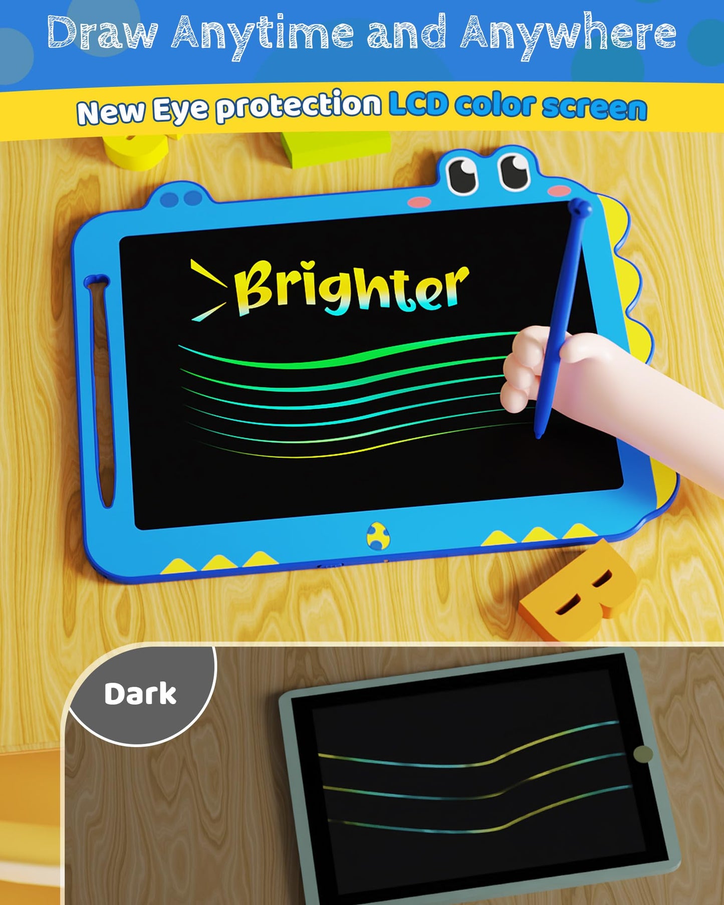 TEKFUN LCD Writing Tablet for Kids, 12 Inch Doodle Board for Toddlers, Colorful Drawing Tablet, Reusable Electronic Pads Educati