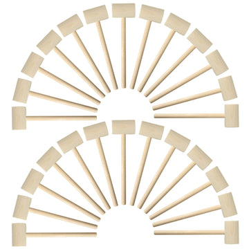 Mgtech 36 Pieces Mini Wooden Toy Hammers For Kids, Natural Wood Crab Seafood Mallets