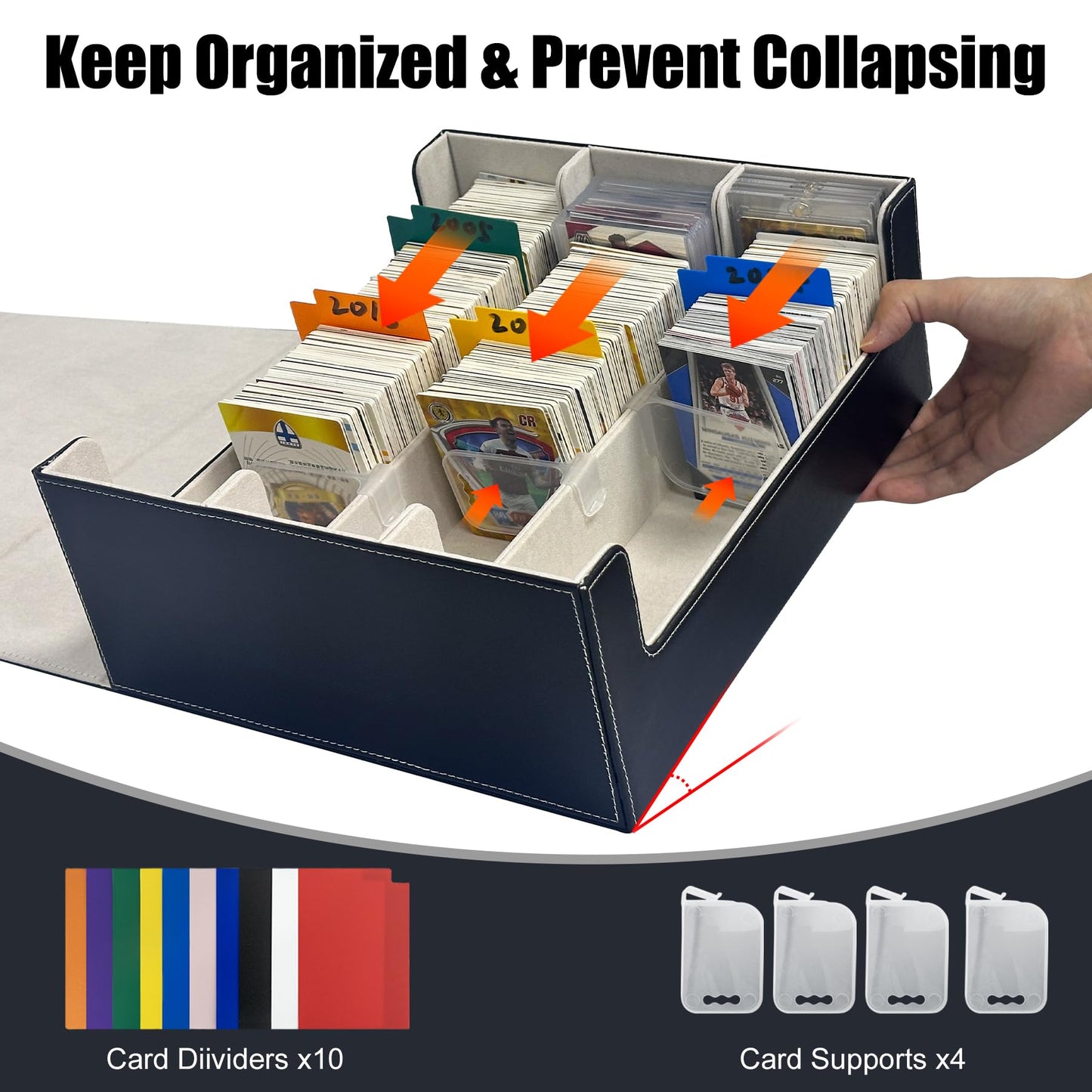 Wtvidas Mtg Card Deck Box - 2400+ Card Storage Box With 4 Supporters & 10 Colorful Dividers For Magic The Gathering Cards,Tcg De