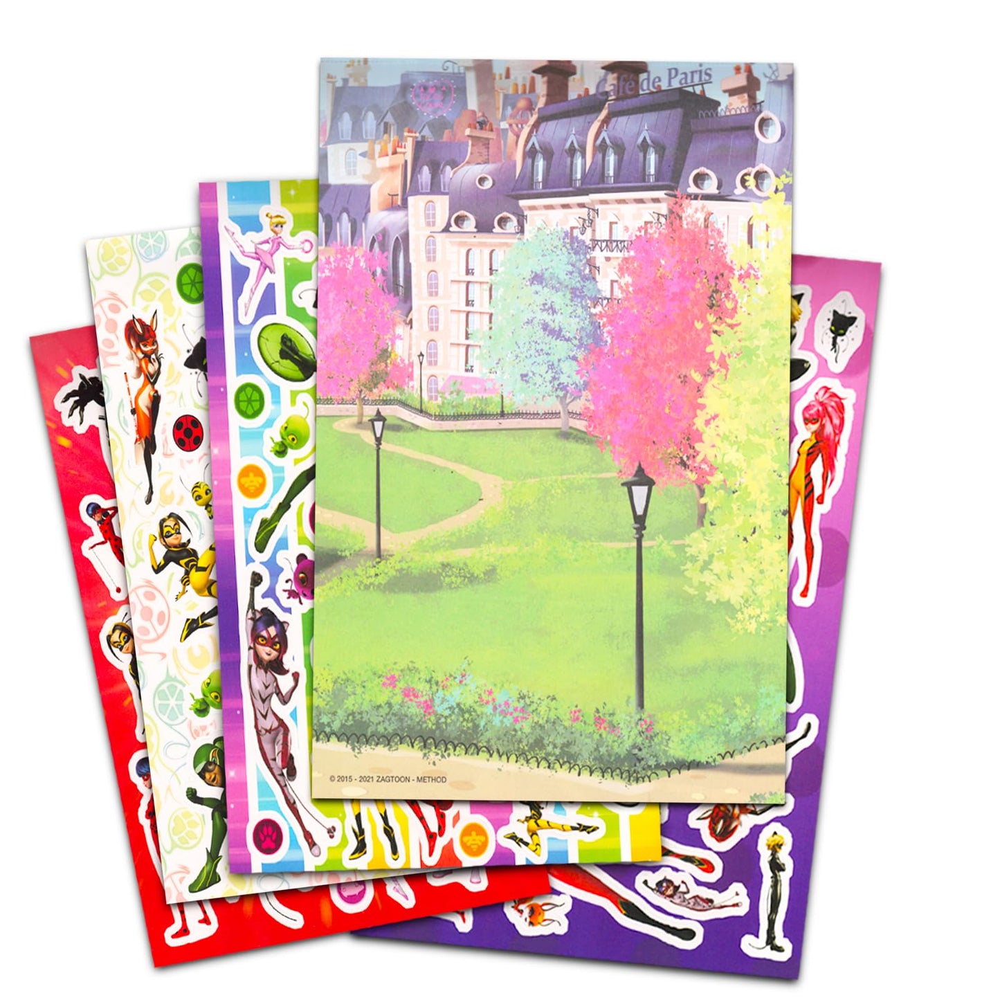 Miraculous Ladybug Activity Set - 5 Piece Bundle with Coloring Books, Stickers & More - Multicolor/Paper