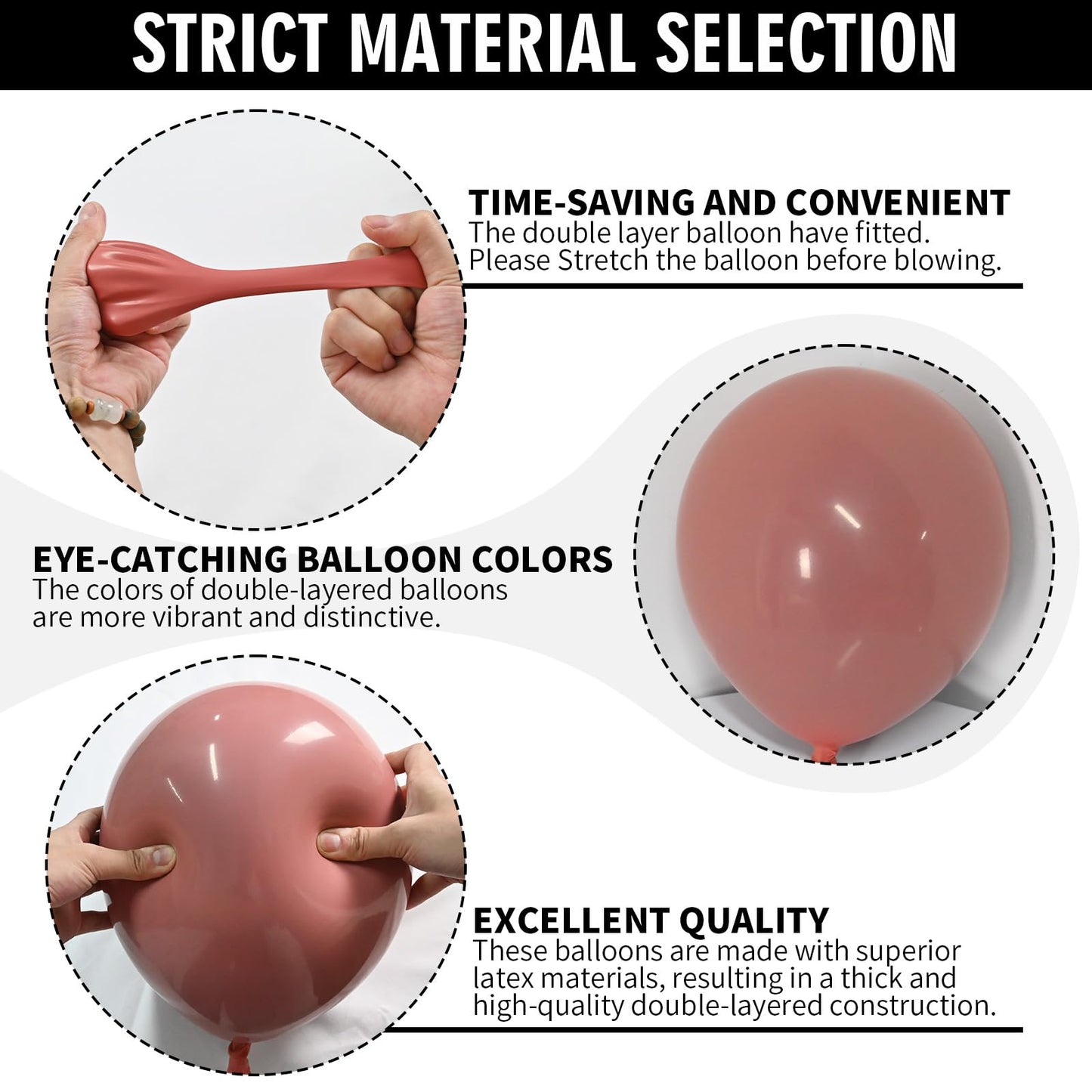 Dusty Pink Balloons Double Stuffed, 50Pcs 10 Inch Dusty Rose Helium Latex Balloons, Retro Blush Pink Mauve Party Balloons Boho P