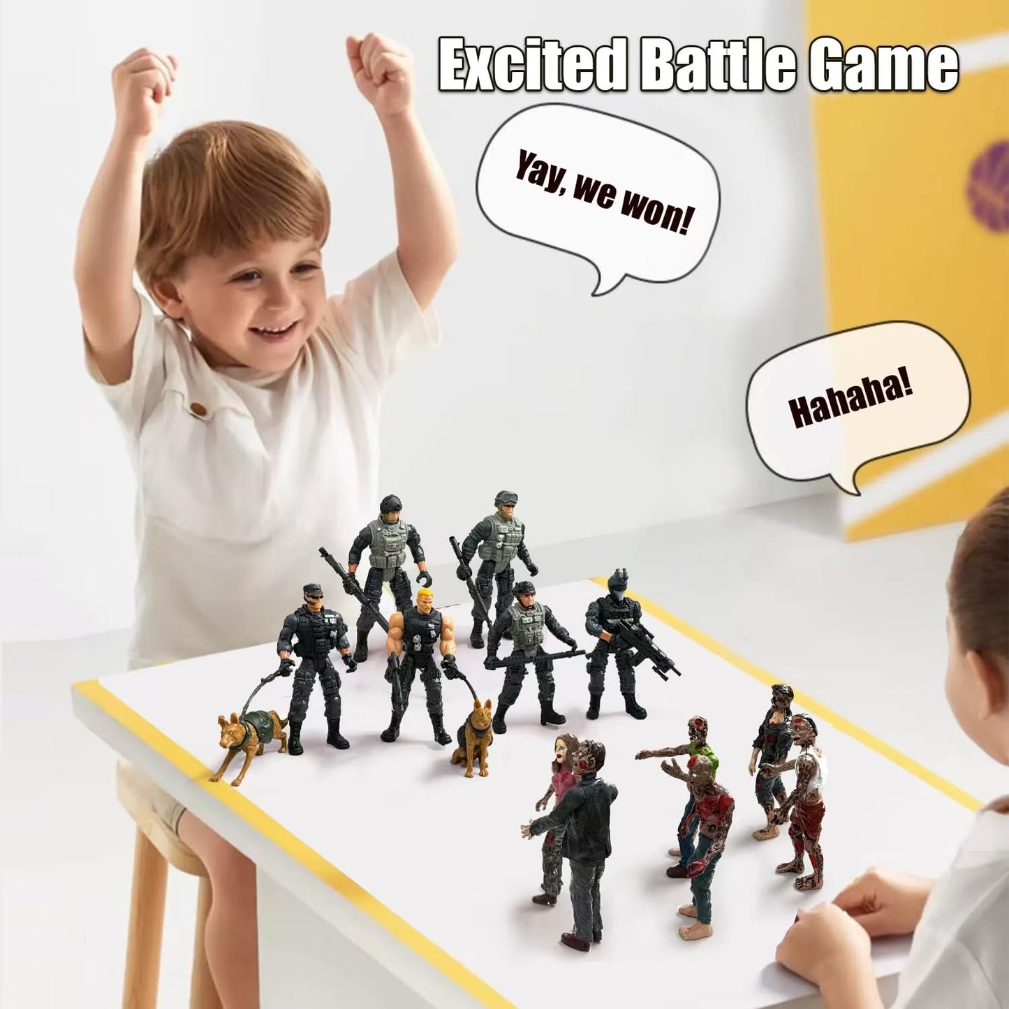 Baimiby 6 Army Men VS 6 Zombie Action Figures  Realistic Military Playset with  2 Dog Figures  Halloween for Boys 4-7 (14PCS)