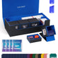 UAONO Card Storage Box for Trading Cards  5 in 1 Card Deck Case with 4 Pcs Small Commander Deck Box  Large Card Box for MTG/TCG/PTCG Magic Sports Cards Game Playmat (Black  Blue)