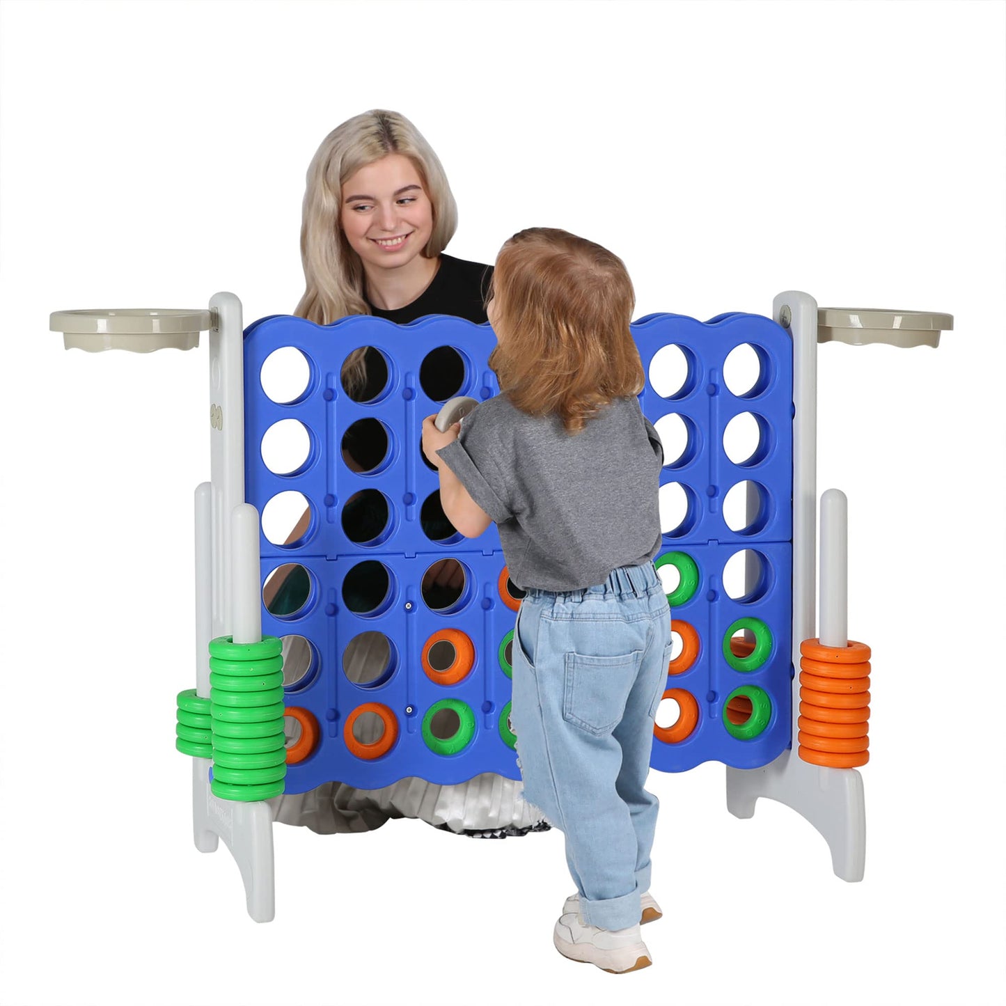 Sdadi Giant 33 Inch 4-In-A-Row Hoop Connect Strategy Game And Basketball Indoor/Outdoor Family Fun Board For Toddlers, Kids, Adu