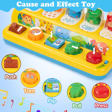 Superhigh Interactive Pop Up Animal Toys With Music, Animal Sound & Light, Early Developmental Cause And Effect Pop Up Animals T