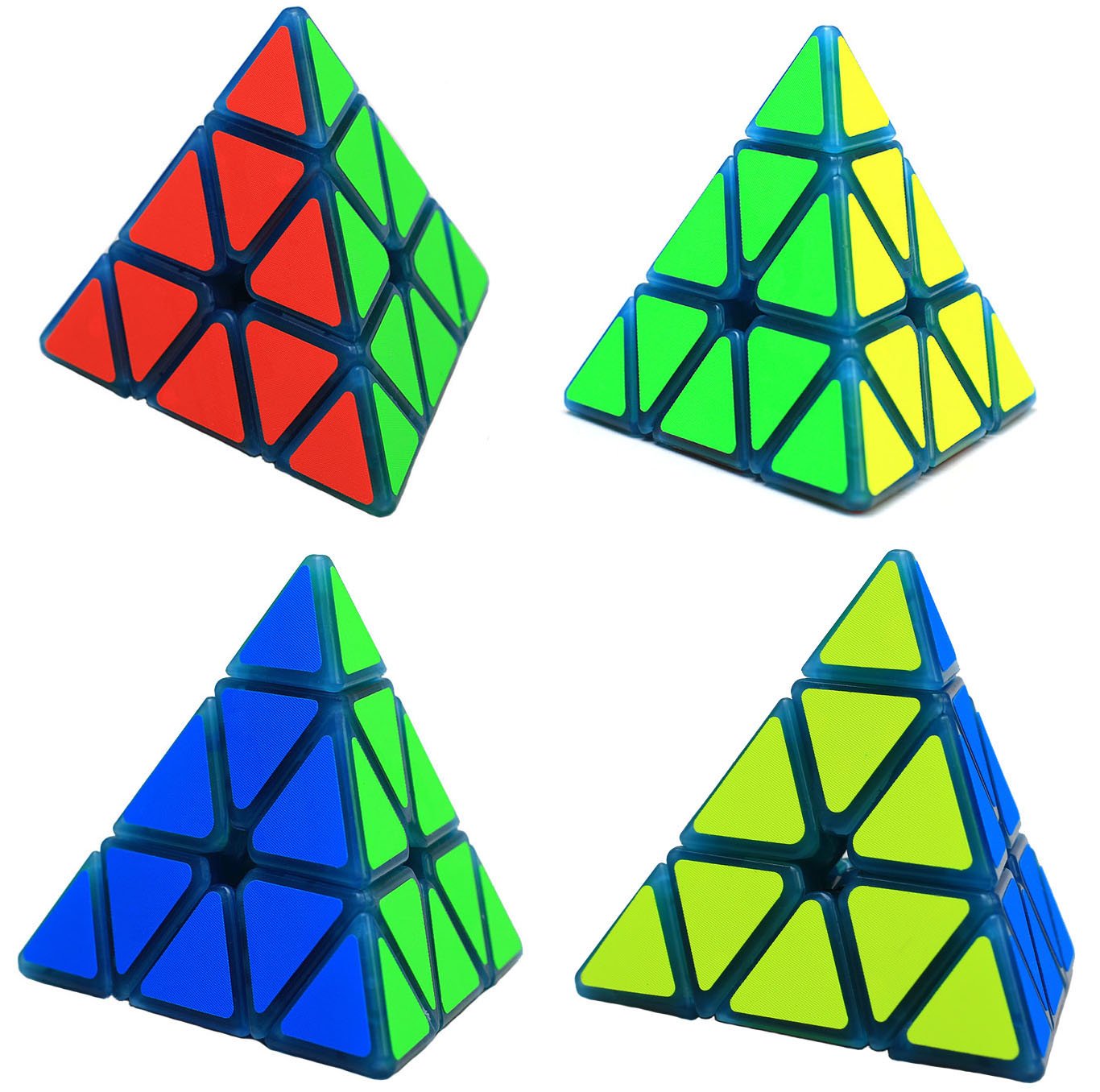 Tanch Fluorescent Pyramid Speed Cube Glow In The Dark Triangle Cubes Puzzle Luminous Magic Cubes Blue