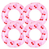 Whaline 4 Pcs Summer Inflatable Swimming Float Toy Swim Ring Pink Cherry Bow Pool Lounger Tube for Teen Boy Girl Swimming Beach 