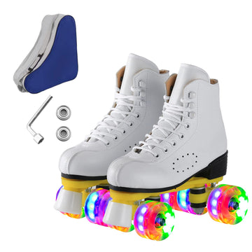 Ugboiu Roller Skates For Women And Men,Derby Roller Skates With 4 Shiny Wheel, Classic Double-Row Roller Skates For Indoor And O