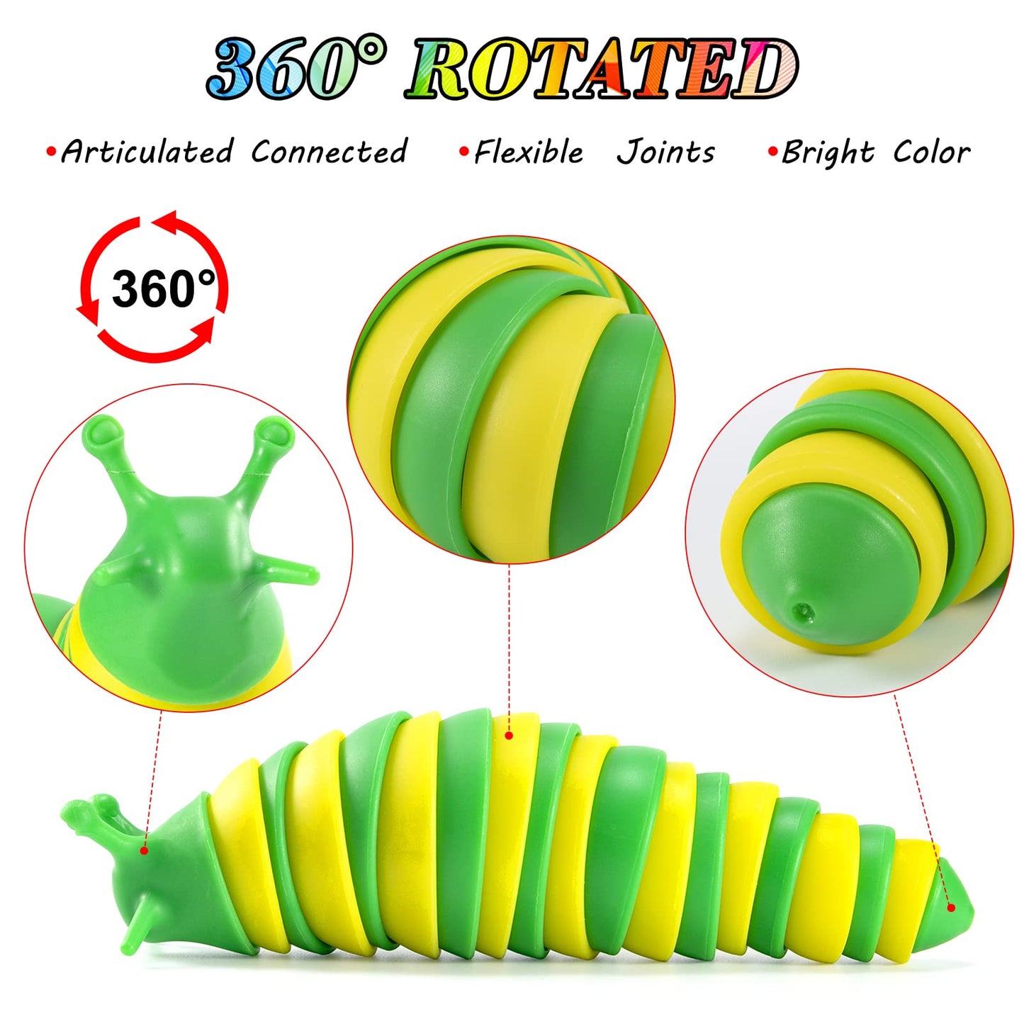 3D Printed Fidget Slug , Flexible Articulated Slug Fidget Toy, Fun Crawling Slug Autism Sensory Toys, Anxiety Relief For Kids, A