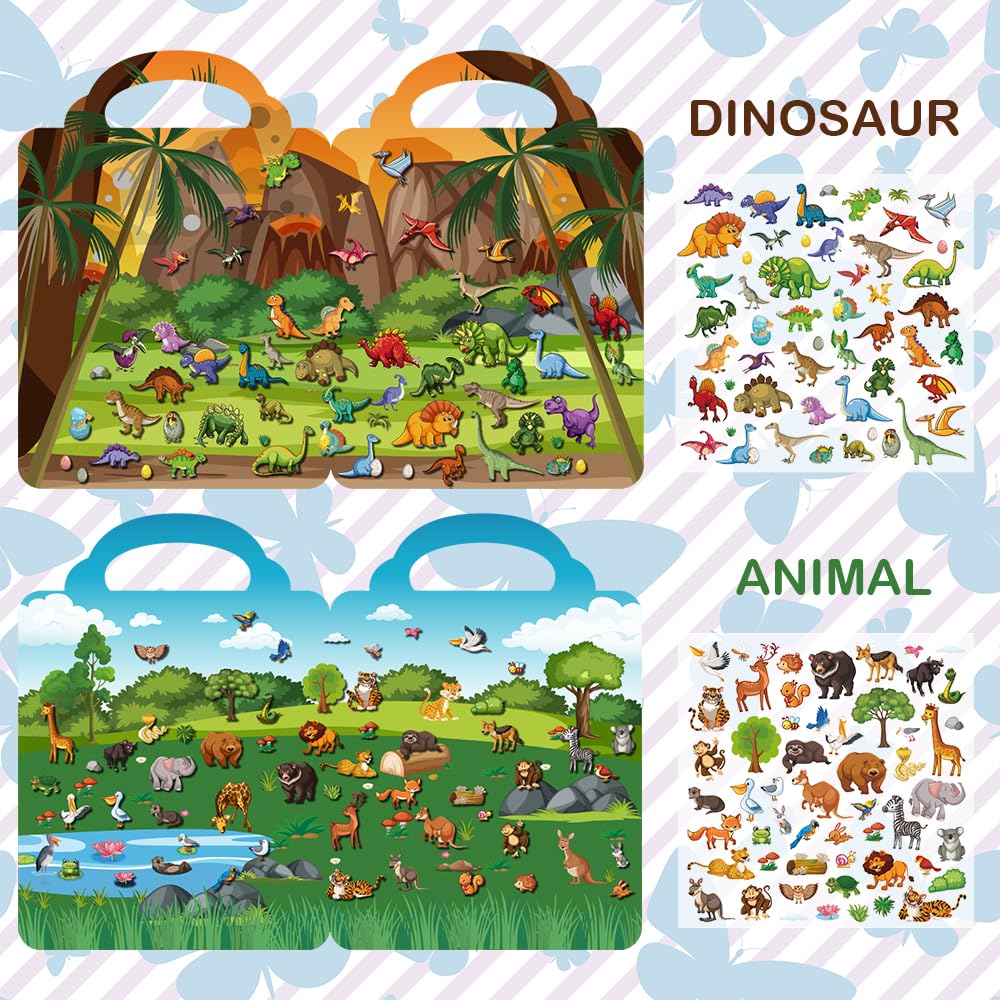 Aannanl Reusable Sticker Book for Toddlers 2-4 Years, 6 Sets of Puffy Sticker Books for Kids Ages 1-3 and 2-4 Years Old Book for