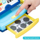 SUPERHIGH Cash Register for Kids - Blue & Yellow Toy with Scanner, Cuttable Food, Microphone - Perfect Gift for Toddlers 3-8 Years