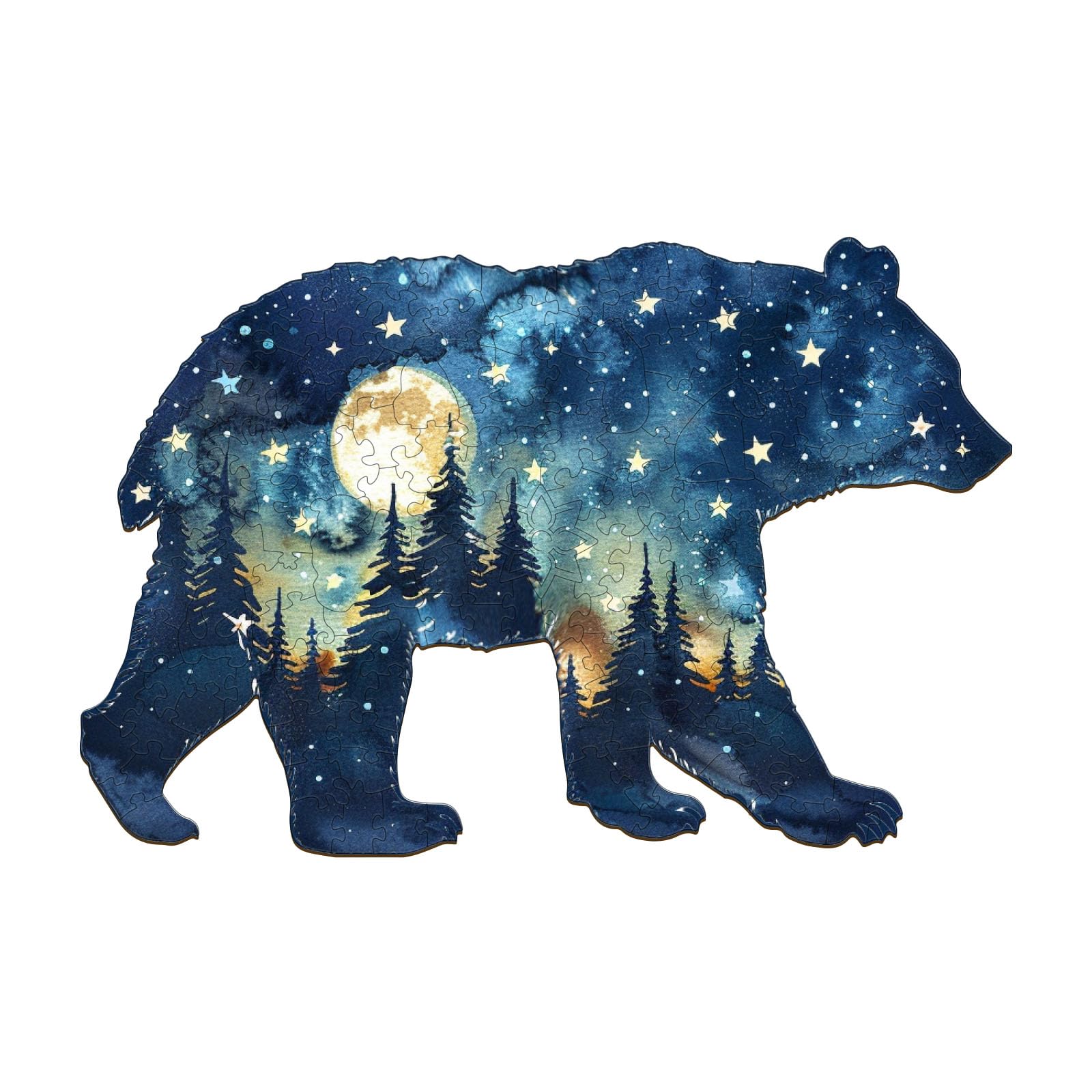 Wooden Puzzles for mature-themeds - Astral Bear Wooden Jigsaw Puzzle - Unique Animal Shaped Wood Puzzles mature-themed - Christmas Birthday Gifts for mature-themeds/Friends/Family - 145 Pcs 12.2 * 8.1in