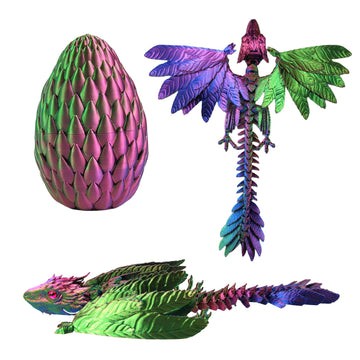 Dynamic 3D Printed Dragon Eggs With Dragon Inside,Wings Movable Feathered Wyvern ,Full Articulated Crystal Flying Fidget Archaeo