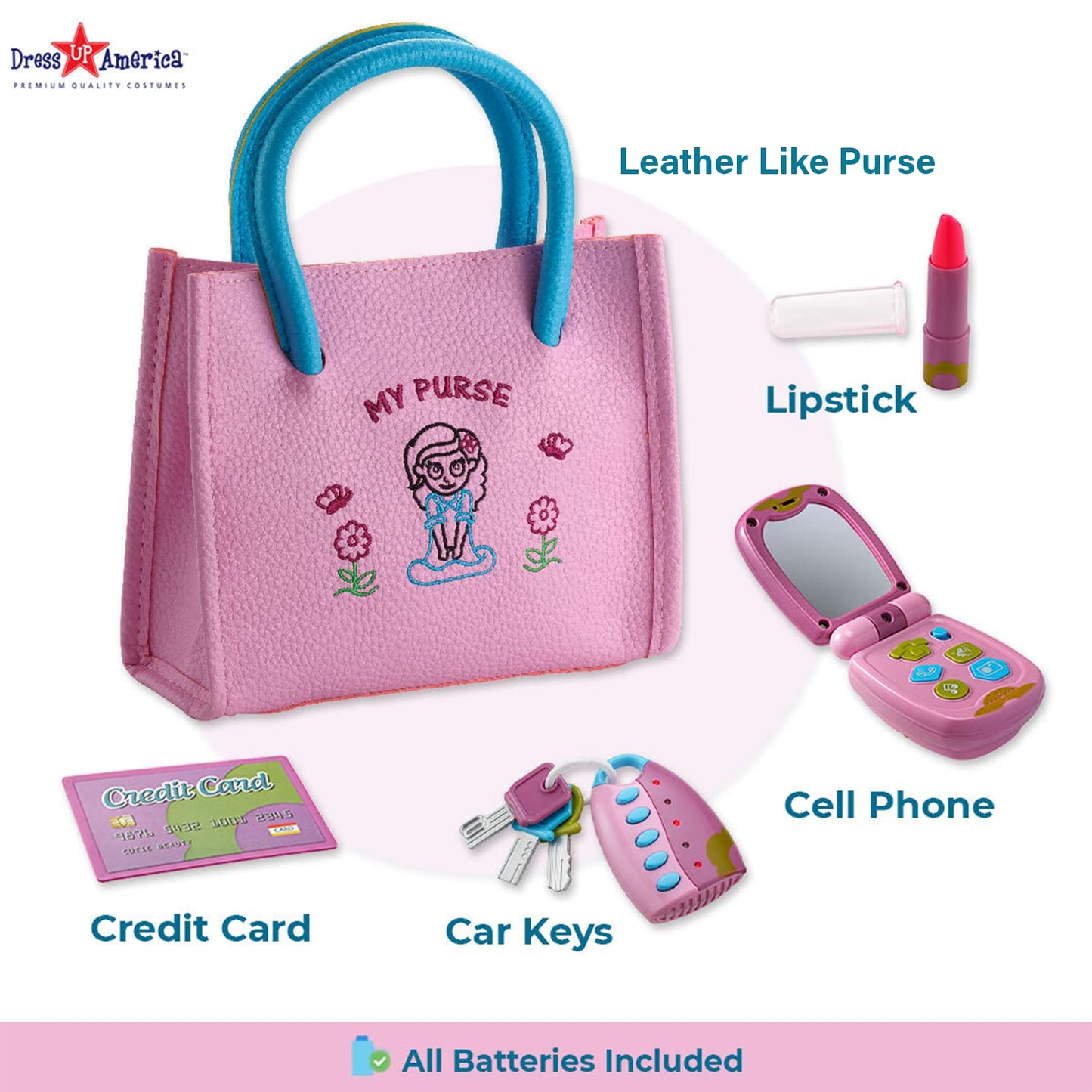 Dress-Up-America Toddler Purse - Pretend Play Purse For Kids - Little Girls Pretend Play Toys | Ages 1, 2, 3 Years Old - My Firs