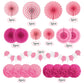 Recosis Party Decorations, Pink Papar Fans Pompoms Garlands For Women Girls Mothers Day Bachelorette Wedding Birthday Baby Showe