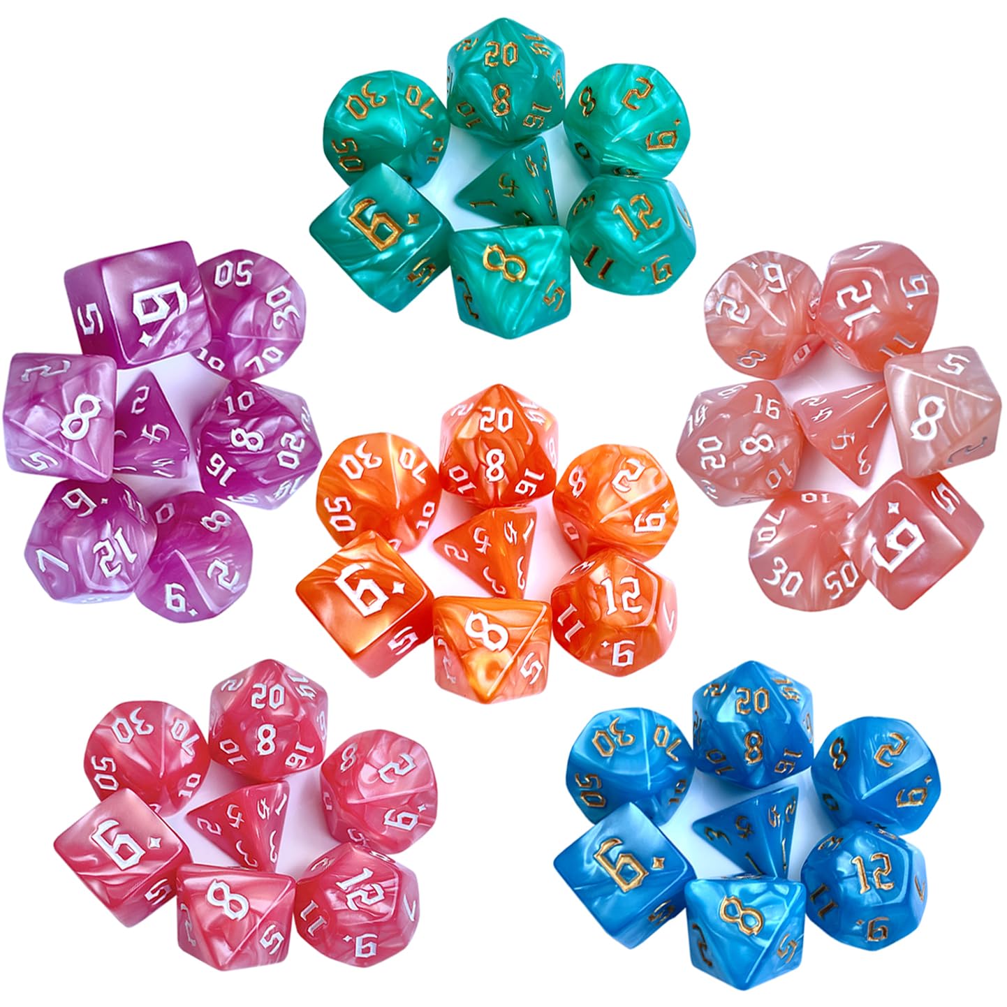 42Pieces DND Dice Set| Candy Color Polyhedral Dice Set for Board Game