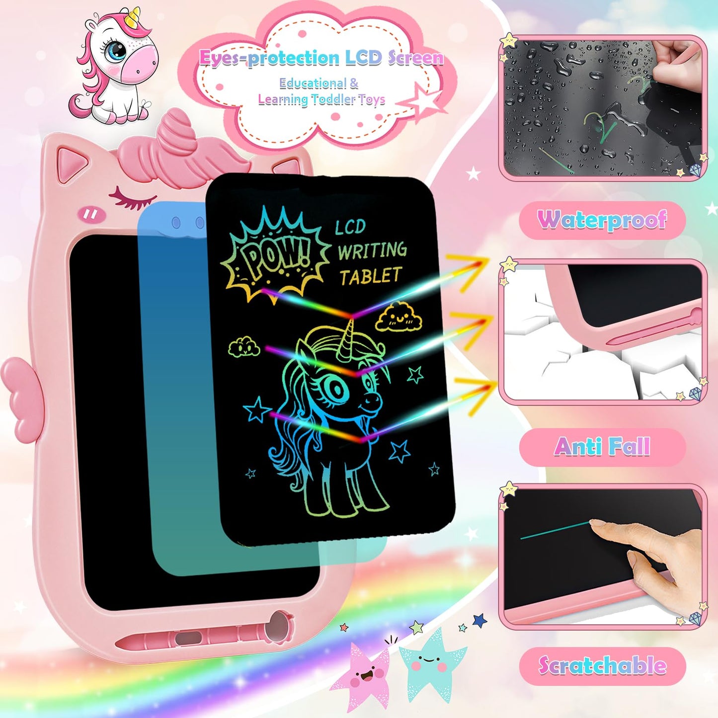 Toys For 1 2 3 Year Old Girl Gifts,10In Lcd Writing Tablet For Kids,Toddler Toys Age 1-2 Drawing Tablet,Doodle Board For Baby Gi