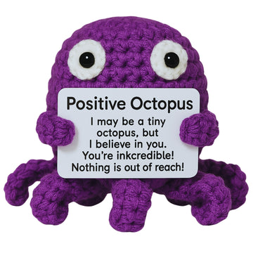 Pickle Buddies Positive Octopus - Emotional Support Crochet Dolls, Positive Crochet Animals, Emotional Support Plush Gift, Stuff