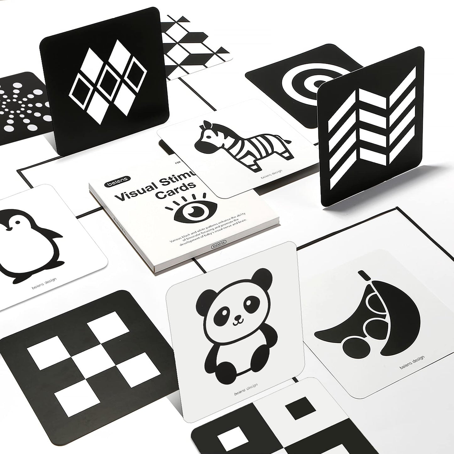 Beiens High Contrast Baby Flashcards, Newborn Brain Development Toys, Visual Stimulation Learning Activity Cards, 20 Pcs 40 Pages 5.5'' X 5.5'' Educational Infants Gift