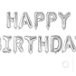 Yungsun Silver Happy Birthday Balloons Banner, 16 Inch Reusable 3D Letter Aluminum Foil Inflatable Letter Balloon Sign For Party