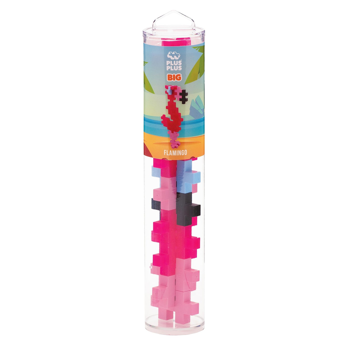 PLUS PLUS Big Construction Building Toy - 15 Piece Flamingo Puzzle Blocks - Plastic STEM/STEAM for Toddlers - Model 05054