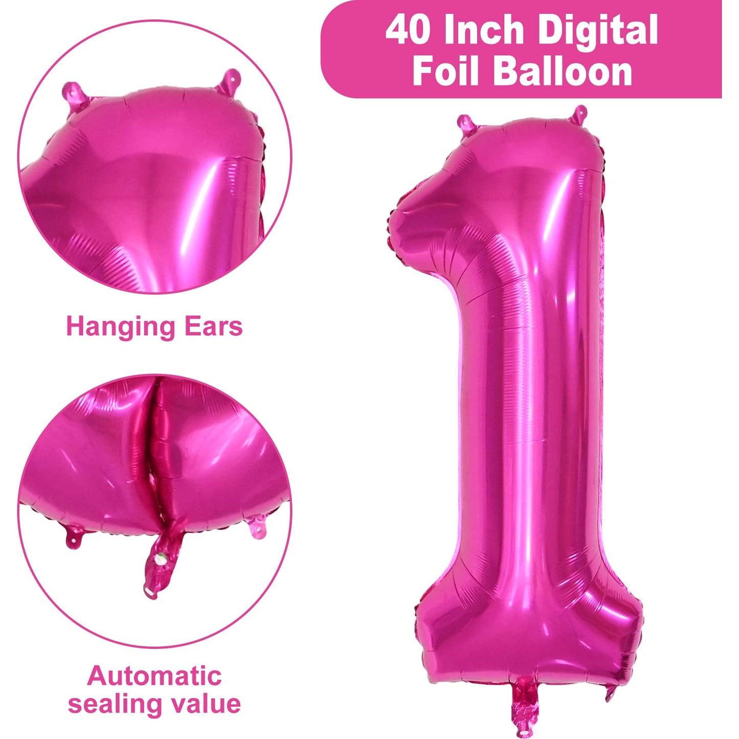 40 Inch Number Balloons 14, Hot Pink Helium Foil Number 14 Balloons, Large Number Balloon Age Balloon For Boys Girls Birthday Pa