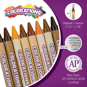 Colors Like me Crayons, 8 Colors, Regular Size, 12 Packs of an Assortment of 8 Realistic Skin Tones per Pack, Easy for Small Han