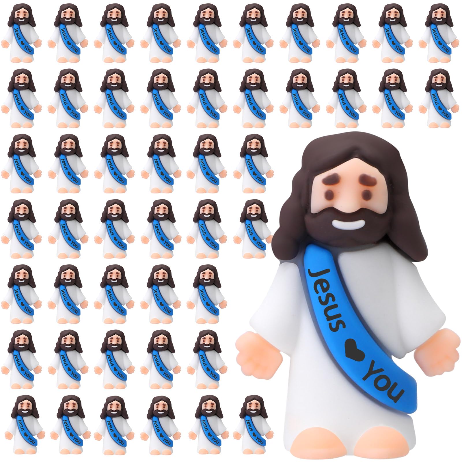 Bememo 50 Pcs Mini Jesus Figures Easter Jesus Loves You Jesus Toys Little Jesus Figures To Hide And Seek Sunday School Religious