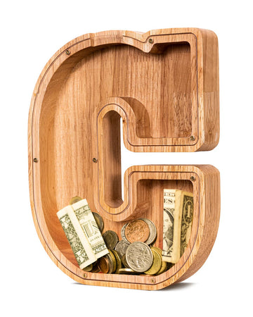 Summidate Wooden Letter Piggy Bank| Piggy Bank For Boys Girls Toddler| Alphabet C Money Bank| Coin Bank Birthday Gift For Kids|2024 Graduation Money Box (C)