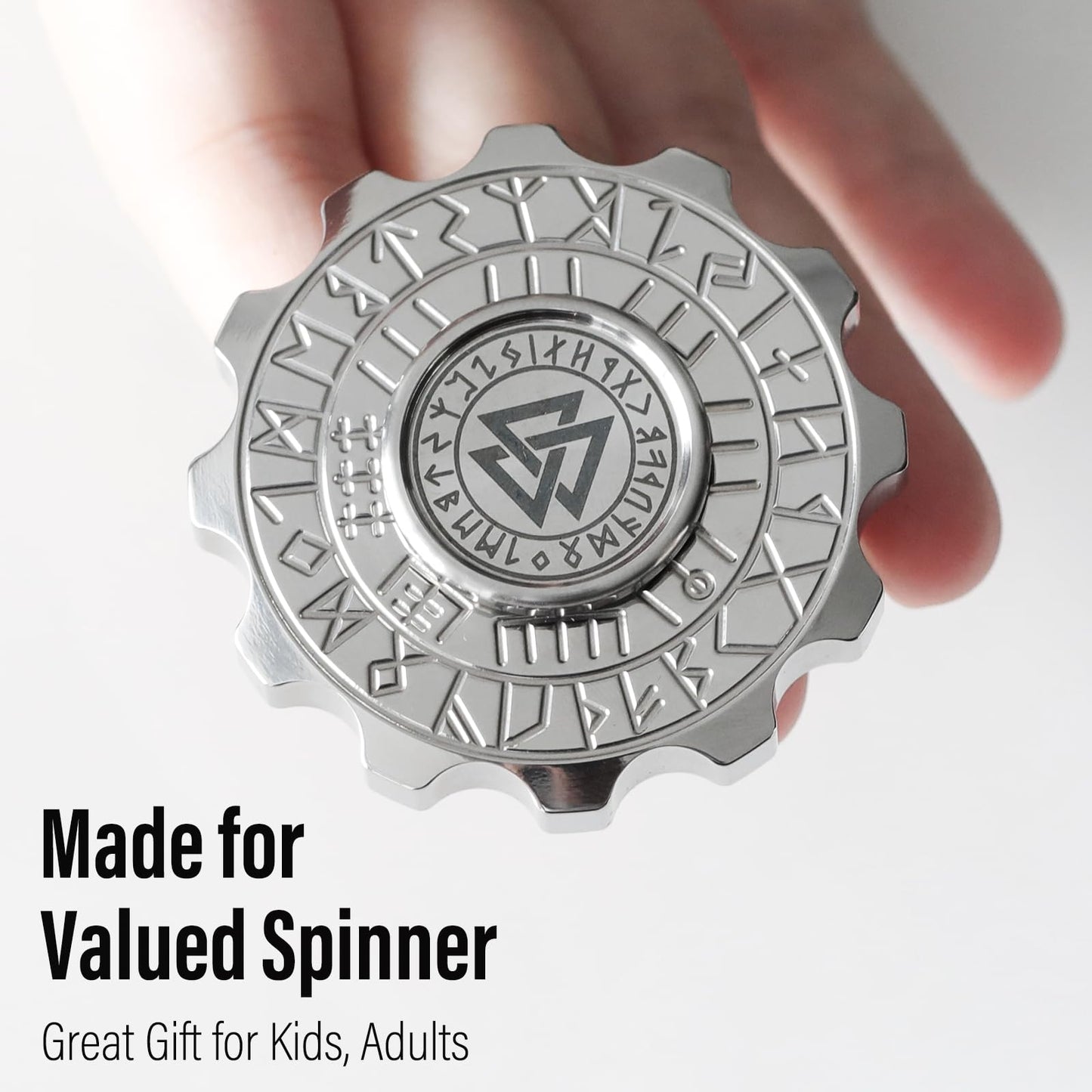 Freelove Viking Pirate Fidget Spinners For Adults, Heavy Metal Figette Spin, Premium Bearing, Silent Long Spinning, Small Gossip Desgin, Stainless Steel Silver