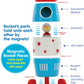 Wooden Stacker Toy Space Rocket - 6 Magnetic Stacking Pieces - Magnet Building Set with Surprise Astronaut Inside, Fun Hands On