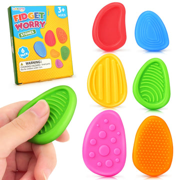 Fidget Toys Sensory Stone For Kids: Silicone Textured Worry Stones For Autism Kids - Quiet Fidgets For Students Anxiety Relief - Classroom Prizes Sensory Toys - Easter Basket Stuffers Egg Fillers