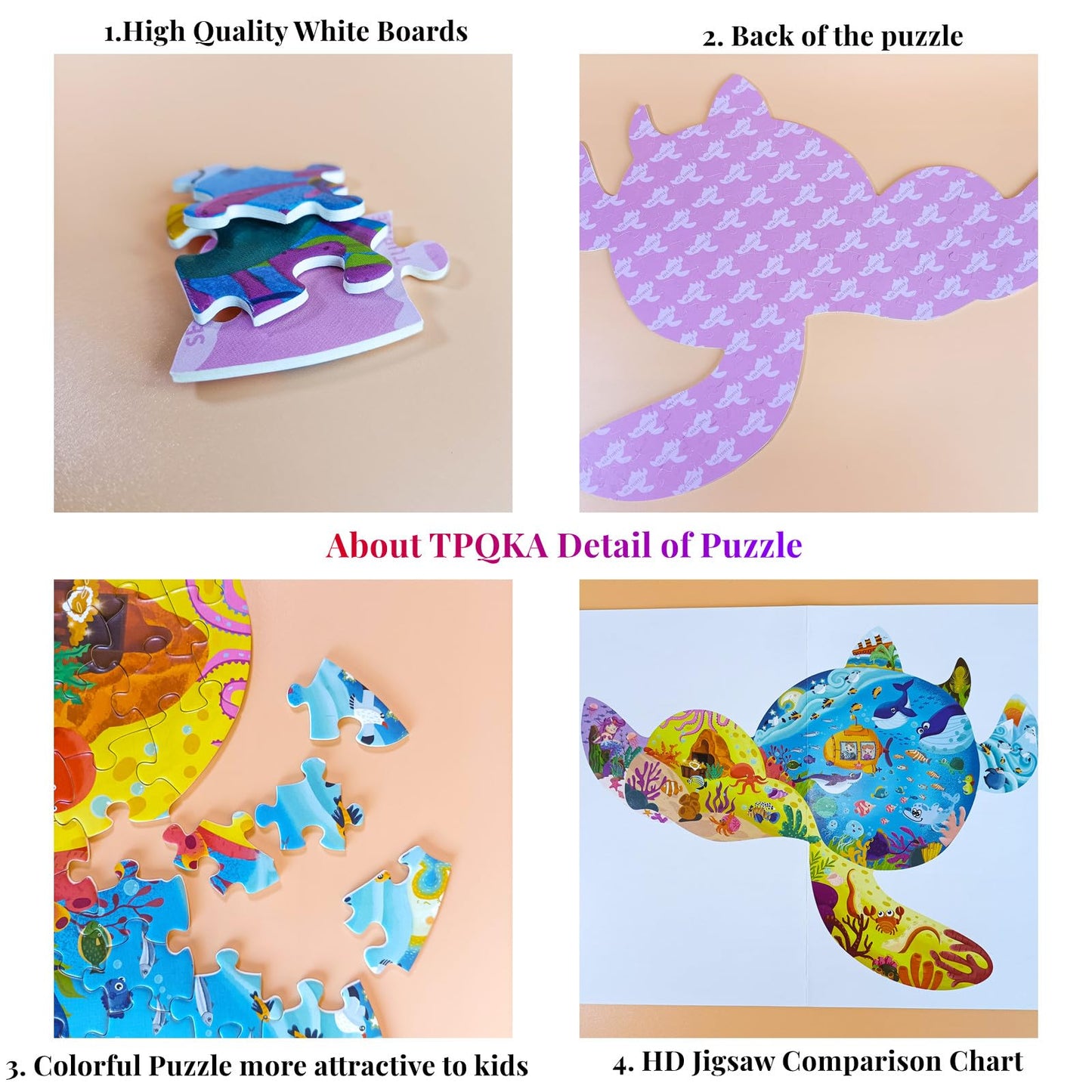Tpqka Puzzles For Kids Ages 4-8,8-10 And Adults,136 Pieces Turtles Animal Shaped Jigsaw Puzzle Educational Toys Gift For Boys Girl Age 4 5 6 8 Birthday Easter Party Favor