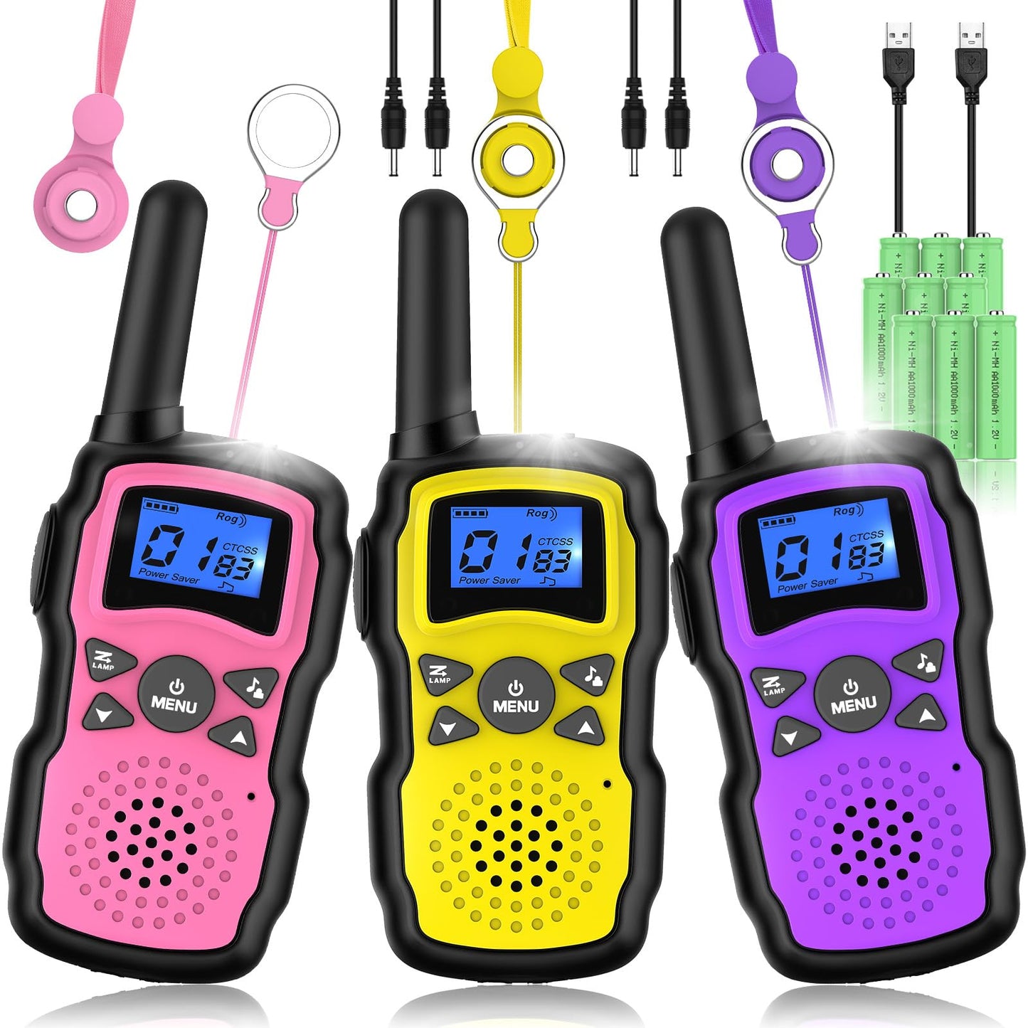 Wishouse Walkie Talkies for Kids mature-themed Long Range Rechargeable 3 Pack Girl Wearable Walky Talky Set 2 Way Radio with USB Charger Battery Camping Games Toy Birthday Xmas Gift for Boy Children Family