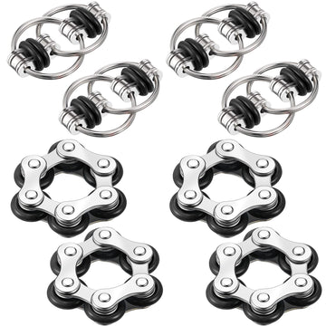 Hicarer 8 Pieces Fidget Toys Set Includes 4 Flippy Roller Chain And 4 Six Roller Bike Chain Toys For Adults And Teenagers In Learning Help (Black)