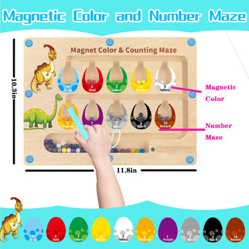 Hongid Dinosaur Toys,Magnetic Color And Number Maze, Montessori Toys For 2 3 4 5 Year Old,Learning Educational Sensory Toys For Toddlers And Kids Boys Girls,Christmas Stocking Stuffers For Kids