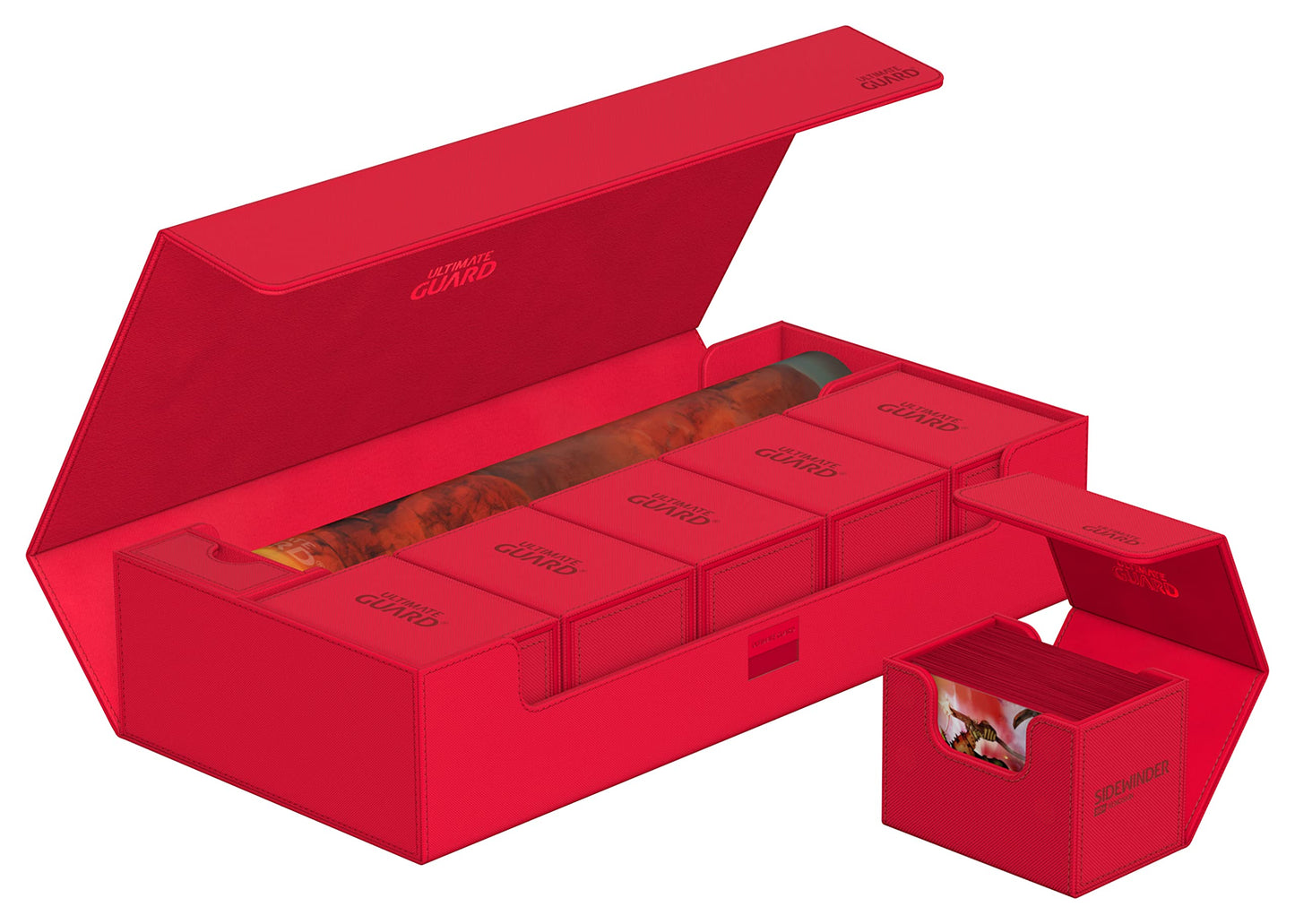 Ultimate Guard Superhive 550+, Deck Case For 550 Double-Sleeved Tcg Cards, Red, Compatible With Boulders, Magnetic Closure & Microfiber Inner Lining