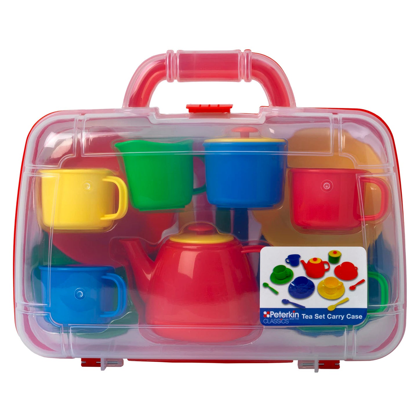 Peterkin Tea Set in Carry Case - Assorted Color, Plastic Material, Model 2536, Size 31 x 26 x 9 cm