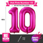 Hot Pink 10 Balloon Numbers,40 Inch 10Th Birthday Balloon Foil Mylar Number 10 Balloon Large Dark Pink Number Balloons For Birthday Party Anniversary Festival Decorations
