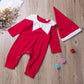 Gureui Newborn Baby Boy Girl Christmas Outfit Elf Costume With Hat Toddler Infant Long Sleeve Romper Onesie (A Red, 0-6 Months)