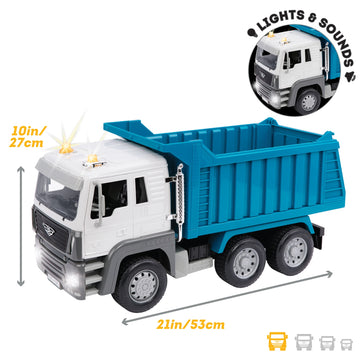Driven by Battat Large Toy Dump Truck for Kids, 1:16 Scale, Multi Color, Lights & Sounds, Movable Parts, Ages 3+ - Toy Construction Vehicle