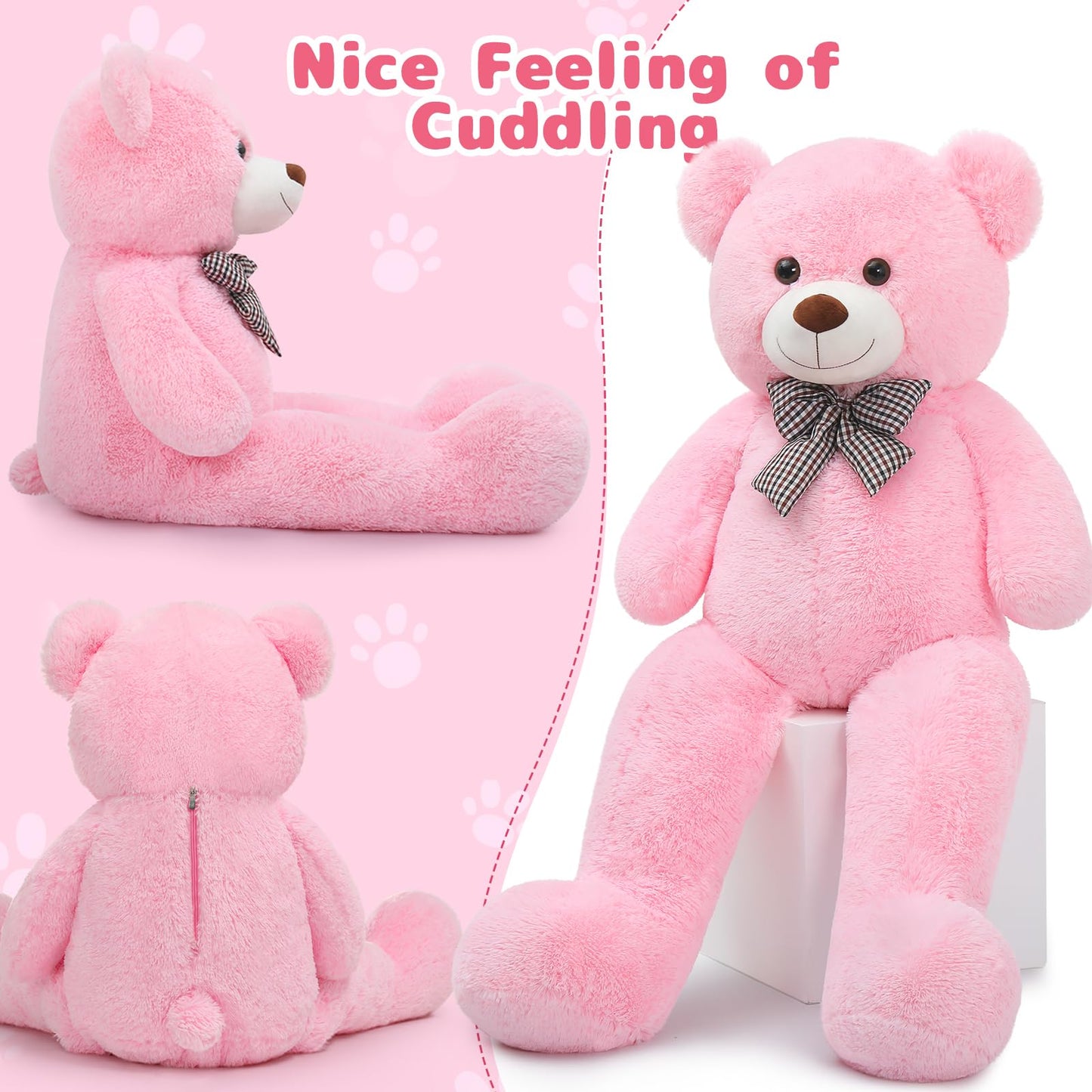 Maogolan Huge Pink Stuffed Animals 47 Inch Life Size Cute Teddy Bears Big Giant Teddy 4 Feet For Baby Girls Shower Decorations
