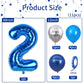 40 Inch Blue Number 2 Balloon, 2Nd Birthday Balloons, 11Pcs Silver Birthday Print Balloons Dark Light Blue Latex Balloons 2 Foil