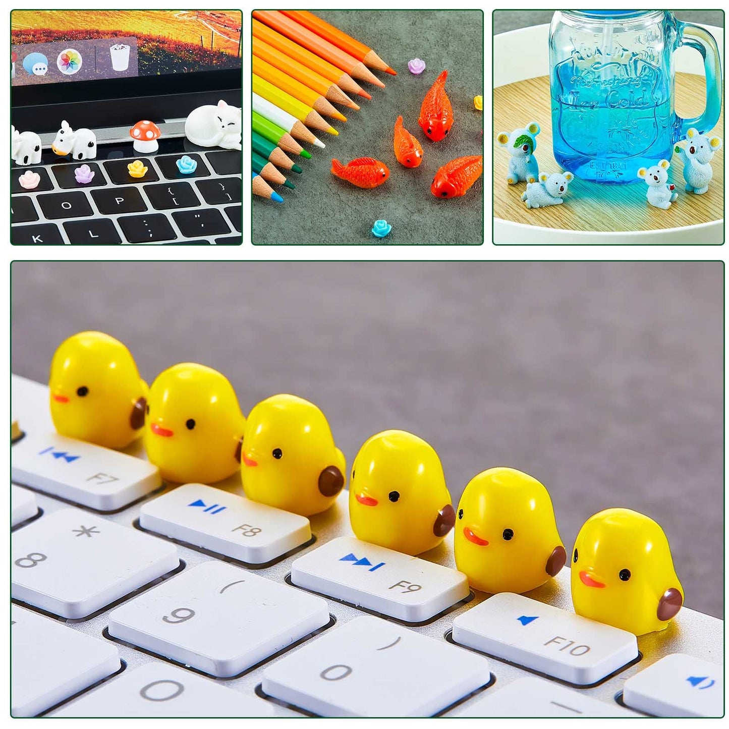 100 Pcs Luminous Mini Animals Figurines Mini Resin Duck Glow In The Dark Tiny Animals Luminous Resin Mini Animals Micro Landscape Dollhouse Ornament For Diy Garden(Novel Style)