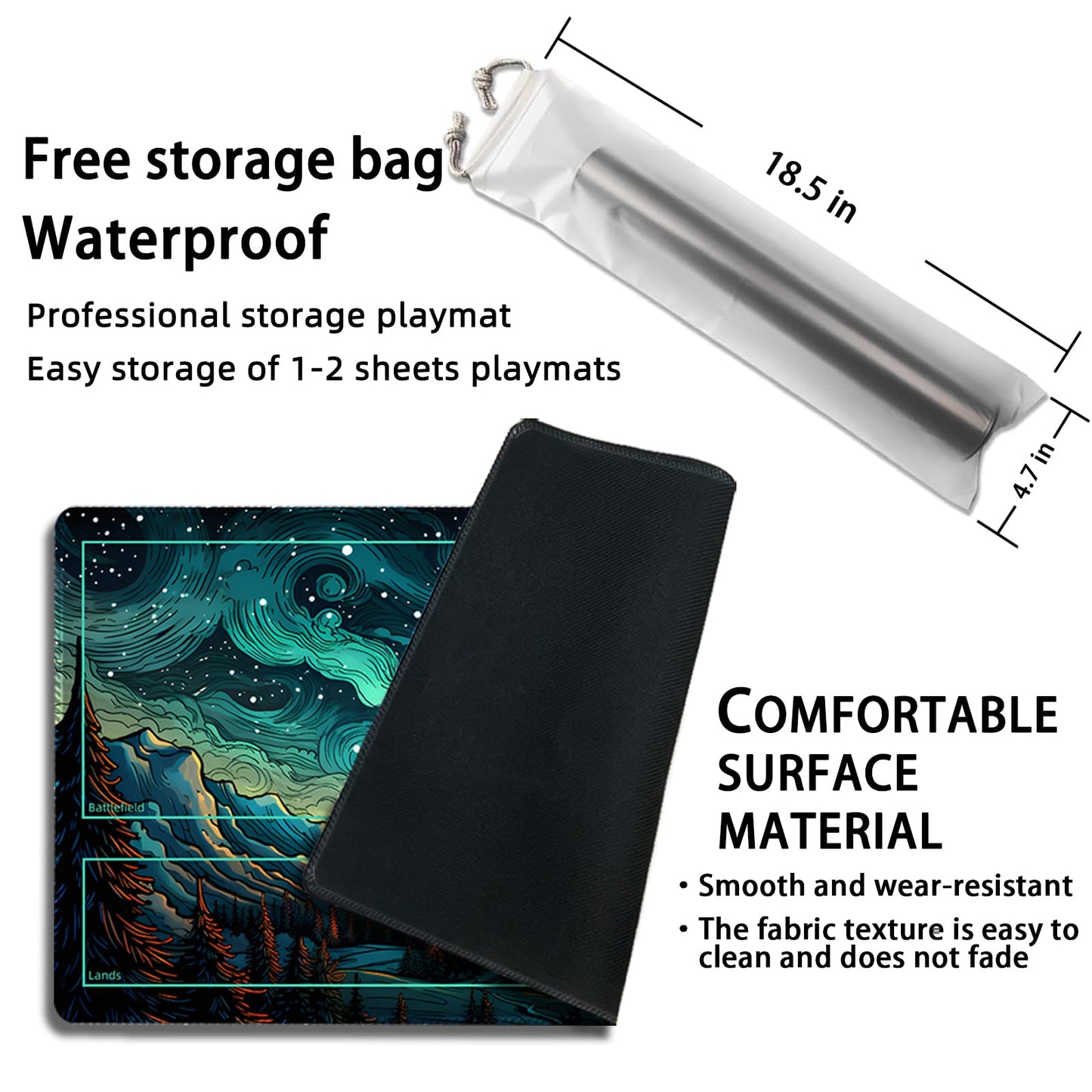 Malqiqi Playmat For Mtg, With Free Storage Bags,Game Mat 24 X 14 Inches, Tcg And Board Game Mat For Cards,Mousepad Desk Mats (With Zones,Magic Mat 1)
