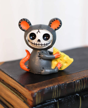 Ebros Gift Small Furry Bones Muenster Mouse Rat Mice With Giant Cheese Skeleton Monster Figurine 3' Tall Collectible Furrybones Skulls Skeletons In Halloween Costume Miniature Macabre Ossuary Statue