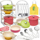 Golray Play Kitchen Accessories, Kids Kitchen Playset Pretend Cookware Including Pots and Pans Set, Cooking Utensils, Organizer,